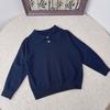 Suéter Infantil 2026 Outono e Inverno Novo Estilo Suéter de Malha com Gola Polo Infantil Estilo Coreano Suéter de Lã para Meninos Top Casual Versátil