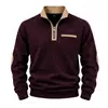Sudadera Informal Casual Holgada de Manga Larga con Bolsillo y Bloque de Color, Cuello Alto Medio Cremallera para Hombre Otoño/Invierno Transfronterizo 2026