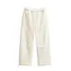 Calça Casual Relaxada de Cintura Elástica com Cordão Dupla Face de Caxemira Espessada Outono e Inverno Nova Moda Calça Reta Solta