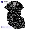 Comercio Exterior Transfronterizo Temu Más Vendido Conjunto de Pijama Estampado para Mujer Manga Corta Casual Shorts Ropa de Casa para Mujer