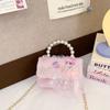Bolso de hombro de princesa dulce, estilo occidental, con perlas, para niños, bandolera de mano, mini bolso de cadena con lazo para niños 2025