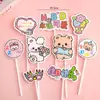 Decoraciones para pastel de cumpleaños de niños de moda roja te desean un feliz cumpleaños tarjeta de oso adorno para hornear