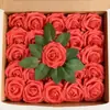 Set de Regalo Caja Transfronteriza de Rosas de Espuma Pe, Flores Artificiales con Tallos y Hojas, 50 Piezas, Flores para Decoración de Bodas, Regalo del Día de San Valentín