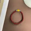 Pulseira de Cinábrio, Cordão de Celular de Cinábrio, Pingente de Cinábrio, Corrente de Celular Trançada Artesanal Criativa Estilo Nacional de Cinábrio, Corrente de Pulso