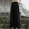 Calças de Perna Larga de Algodão e Linho, Novas Calças Casuais, Estilo Chinês Artístico, Calças Largas Drapeadas Retrô para Mulheres, Soltas e Emagrecedoras para Primavera e Verão