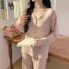 Conjunto de una pieza Ropa de dormir de algodón para primavera y otoño con almohadilla en el pecho para mujer Conjunto de dos piezas de algodón de colores con mangas largas para otoño e invierno Ropa para el hogar Ropa para ir al trabajo