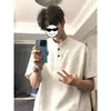 Camisa Polo Blanca y Gris de Manga Corta Estilo Americano, Delgada de Verano, Cuello Henley, Corte de Hombro Regular, Camiseta de Media Manga a Juego para Parejas