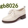 Primavera Novo Salto Grosso Casual Preto Cabeça Redonda Cowhide Britânico Grande Tamanho Sapatos Femininos Lace-up Sapatos de Trabalho