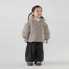 Chaqueta de plumas para niños Hao Beibei 25190 con capucha, Ropa exterior estilo coreano para niños pequeños, Abrigo corto cálido de invierno