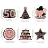 Nuevas Decoraciones de Fondo Temáticas de Cumpleaños Número 18 en Negro y Oro Rosa de Gran Venta, Banners, Decoraciones Colgantes en Espiral