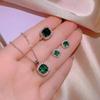 Anel Esmeralda Zircônia Princesa Oval Formato de Ovo Diamante Quadrado Anel de Dedo Conjunto de Três Peças Joia Ao Vivo