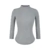 Suéter de Punto con Cuello Medio Alto y Manga Tres Cuartos Estilo Puro Deseo, Nuevo Otoño e Invierno Moda Versátil Ajustado Top Interior para Mujer