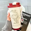 26 Nueva Taza Térmica Portátil para Mujer Alta Apariencia Taza de Agua con Popote Acero Inoxidable 304 Pareja Celebridad de Internet Almacenamiento en Frío Taza de Café.