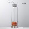 Vaso de Agua Energético de Grava de Cristal Natural Tapa de Acero Inoxidable 304 Botella de Agua con Partición de Boca Pequeña Vidrio para Spa Transfronterizo