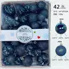 Set de Bolas de Navidad, 42 Cajas de Regalo, Adorno para Árbol de Navidad de 3/4/5 cm, Bola con Purpurina Electroplateada