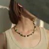 Collar de Piedra Natural para Mujer, con Cuentas, Estilo Diseñador de Lujo Ligero, Ágata, Nuevo Estilo Chino, Colores Vibrantes, Textura en Capas, Cadena para Clavícula