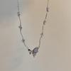 Collar de Borla de Mariposa Gris Azulado para Mujer Verano Dulce Cool Ins Nicho Sentido de Alta Gama Accesorios 2024 Nueva Cadena Arthroclavicular