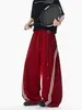 Pantalones Casuales Rayados Retro Americanos Unisex Nicho Moda Calle Alta Marca Deportivos Pantalones de Chándal Estilo Rectos Pierna Ancha
