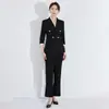 Chaqueta de estilo anfitrión para el trabajo traje profesional traje de estilo occidental traje de primavera y otoño grueso conjunto de traje para entrevista moda nueva para mujer pelo de conejo