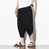 Calças curtas masculinas de verão, pernas largas, pés pequenos, soltas, plus size, estilo chinês, curtas, praia, calças casuais harém