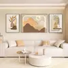 Pintura Decorativa para Sala de Estar de Luxo Leve Estilo Creme Parede de Fundo para Sofá Triptych Combinação de Pintura de Parede Arte de Parede de Alto Padrão Novo Chinês