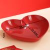 Prato de frutas vermelho grande em forma de coração para uso doméstico, mesa de chá, frutas, lanches, sobremesa, prato vermelho em forma de coração, mesa de jantar, prato de osso