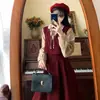 Vestido Talla Grande Chica Gordita Cubre Piel Cintura Alta Costura Vestido Falso de Dos Piezas para Mujer Otoño Estilo Universitario Coreano Vestido Largo Reductor de Edad