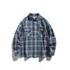 Nanxia Disguise 2025 Otoño Nuevo Tendencia Japonesa Camisa de Cuadros con Bolsillo Tridimensional Retro Pareja Camisa Casual