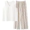 Pijama de Verano 2026 para Mujer, Estilo Nuevo, sin Mangas, con Pantalón Largo, con Sujetador Incorporado, Estilo Girly Fresco, Algodón Puro, Ropa de Casa, Se Puede Usar Afuera
