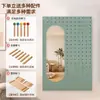 Estantería de Almacenamiento con Tablero Perforado de Madera Maciza, Estante Decorativo de Almacenamiento en la Nube en la Pared, Espejo de Vestir Integrado Invisible Personalizado para Recibidor
