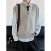 Estilo Camadas Estilo Retro Academia Colete de Tricô Unissex Cor Sólida Estilo Neutro Pulôver Sem Mangas Colete Outono