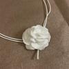 Colar Camélia Branco Puro Feminino Flor de Pescoço Francesa Acessórios Colar Anel de Pescoço Gargantilha Colar Alça de Pescoço