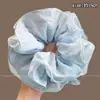 Goma de pelo de satén azul con lunares florales para mujer, Sujetador de moño de alta gama, Accesorio para coleta baja
