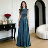 Vestido de Noite para Mulheres, Vestido de Anfitriã de Luxo Discreto de Alto Padrão para Estudantes, Cerimônia de Maioridade, Banquete, Elegante Vestido Azul Lantejoula Linha A