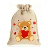 Bolsa de Lino para el Día de San Valentín Transfronteriza Multipatrón Regalo de Amor Bolsa con Cordón para Guardar Bolsa de Regalo Decorativa para el Día de San Valentín