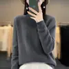 Suéter de punto básico nuevo para mujer, otoño e invierno, de manga corta, listo para usar, lana pura, primera línea 2026, cuello semialto, gris