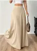 Falda Larga de Línea A Lisa de Cintura Alta para Mujer, Estilo Europeo y Americano, Sencilla, Casual, Elegante, Adelgazante, Falda con Dobladillo Ancho