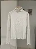 Camiseta Base de Manga Larga con Cuello Medio Alto Fruncido de Lunares KEKEZOON para Mujer, Nuevo Top de Principios de Otoño 8706