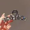 Novo grampo de garra de flor de strass de alta qualidade estilo celebridade da internet coreana e japonesa para a parte de trás da cabeça, grande grampo de tubarão com diamante brilhante acessório de cabelo