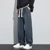 Jeans de Pana para Hombre vide Retro Azul Marca Americana de Moda Pantalones Sueltos Hombre Otoño Invierno Nuevos Pantalones de Pierna Recta Pierna Ancha