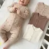 Nuevo Body Liso de Manga Larga para Otoño para Bebés y Niños Pequeños 2026 Estilo Coreano Estampado Completo Dibujos Animados Cubrepañal Pelele para Bebé
