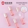 Frasco de rodillo de hombro oblicuo de oro rosa de 5 ml con patente de veta plateada, masajeador de ojos, frasco de bolitas rodantes, frasco de perfume de 10 ml, frasco de bolitas rodantes