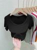 Camisa Camiseta de Mujer Top Camiseta Ropa Interior de Mujer Blanco Primavera Cuello Bajo Slim Slim Camisa Base Camiseta Base 2025