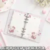 Vestido floral, design de gatinho fofo, caderno portátil com alças, caderno A6 de folhas soltas, caderno de estudante, caderno de desenho animado fofo