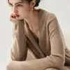 Cárdigan de Punto con Botones Gruesos y Suéter de Cachemira Ajustable a la Cintura para Mujer, Suéter de Punto de Moda con Cuello en V y Mangas Largas