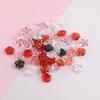 Cuentas Sueltas de Resina Acrílica Coloridas Transparentes Rosa Camelia Borde Dorado para Pulseras Hechas a Mano DIY Accesorios de Joyería