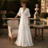 2026 Nuevo Comercio Electrónico Transfronterizo Vestido Largo Blanco de Cuello en V Estilo Retro Francés Vestido Elegante Estilo Corte para Mujer