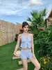 Traje de baño único estilo tailandés para mujer, Bikini de dos piezas de alta gama para vacaciones para chicas con un poco de sobrepeso, Adelgazante y favorecedor, Realza el cutis