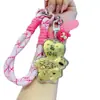 Oro Puro 999 Oro Dibujo Animado Fresa Preocupación Cero Oso Fresa Cadena para Teléfono Bolso Colgante Llavero Regalo Coleccionable Mayoreo