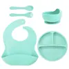 Plato de Cena de Silicona para Niños, Plato de Cena de Silicona para Complemento Alimenticio, Ventosa Reforzada, Plato Dividido de Silicona para Mesa, Plato de Cena para Complemento Alimenticio de Bebé
